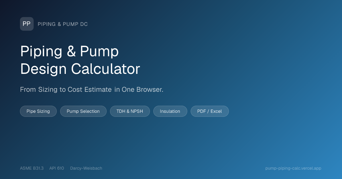 PPDC — Piping & Pump Design Calculator